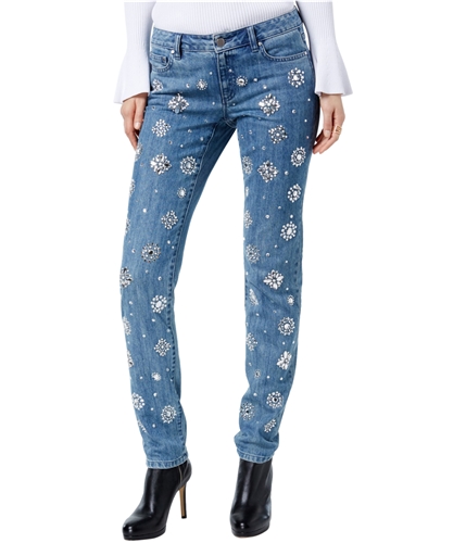 Michael Kors Womens Dillon Rhinestone Relaxed Fit Jeans lightindigowash 4x31