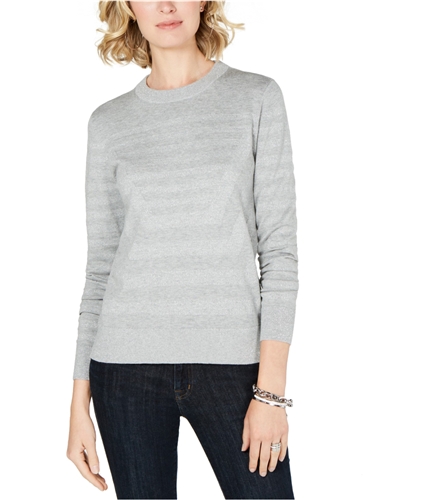 Michael Kors Womens Metallic Stripe Pullover Sweater medgray L