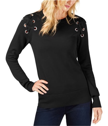 Michael Kors Womens Lace Up Pullover Sweater black M