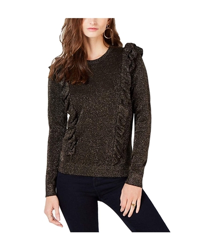 Michael Kors Womens Ruffle Pullover Sweater black XXS