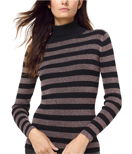 Michael Kors Womens Metallic -Stripe Pullover Sweater black 2XL