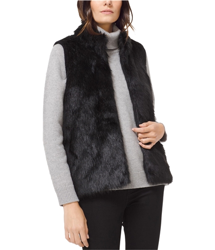 Michael Kors Womens Faux Fur Outerwear Vest black S
