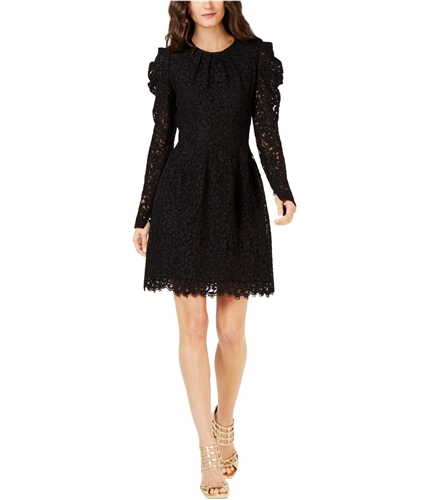 Michael Kors Womens Mesh Floral A-line Dress black 6