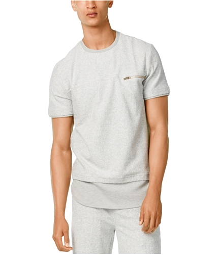 Sean John Mens Double-Layer Embellished T-Shirt platinumheather M