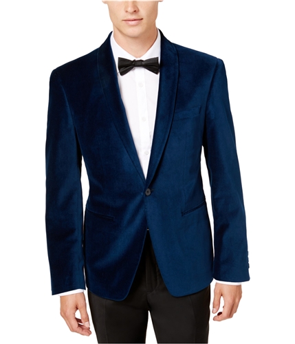Calvin Klein Mens Slim-Fit Velvet One Button Blazer Jacket royalblue 42