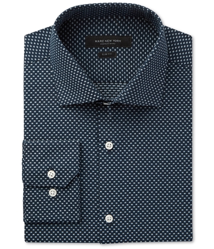 Marc New York Mens Wrinkle-Free Box-Print Button Up Dress Shirt navy 16-16.5