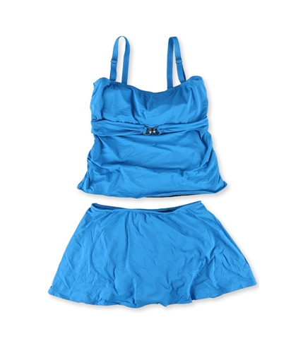 Michael Kors Womens Plus Size Hardware Skirt 2 Piece Tankini summerblue 16W