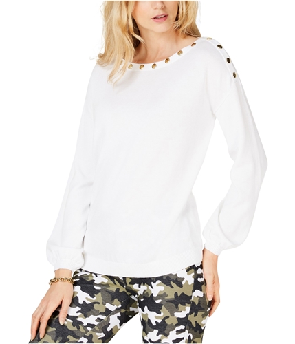 Michael Kors Womens Embellished Pullover Sweater white M