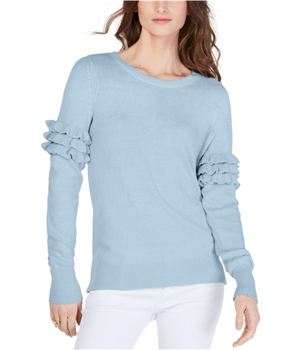 Michael Kors Womens Ruffle Sleeve Pullover Sweater blue XS