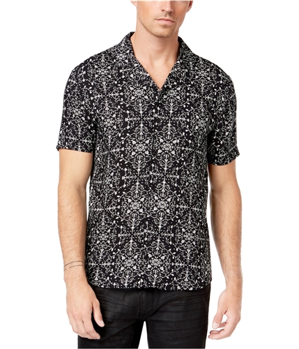 Another Influence Mens Tile Print Button Up Shirt black S