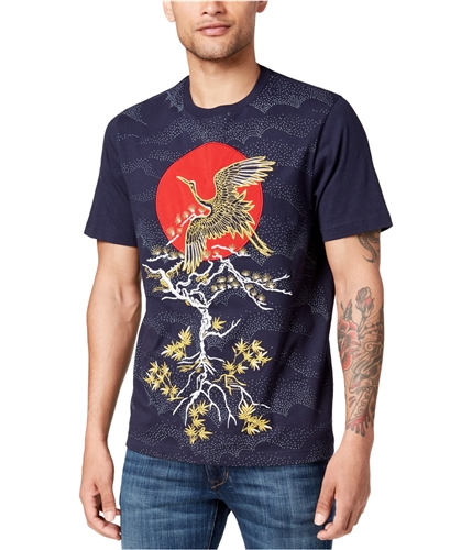 Sean John Mens Okinawan Crane Graphic T-Shirt nightsky M