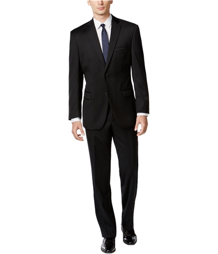Calvin Klein Mens Solid Two Button Formal Suit black 42x36