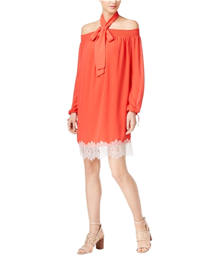 Michael Kors Womens Lace-Hem Off-Shoulder Dress truenavy S