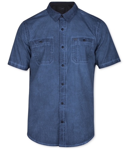 Hurley Mens Faded Redford Button Up Shirt darkblue L