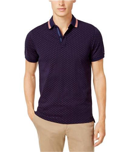 Tommy Hilfiger Mens Diamond-Pattern Rugby Polo Shirt 902 M