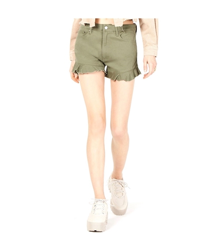 T.D.C Womens Ruffle Casual Denim Shorts darkgreen 0