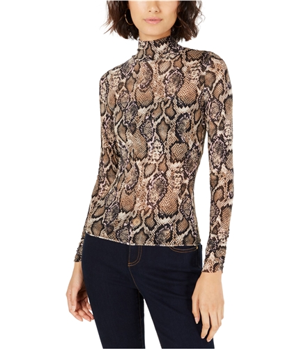 Love Fire Womens Snake Print Pullover Blouse brown S