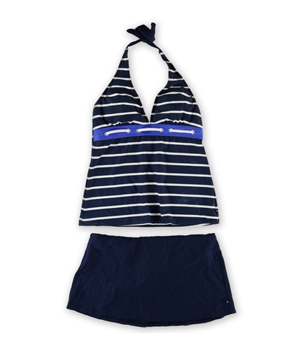 Nautica Womens Signature Stripe Skirt 2 Piece Tankini nvy 10