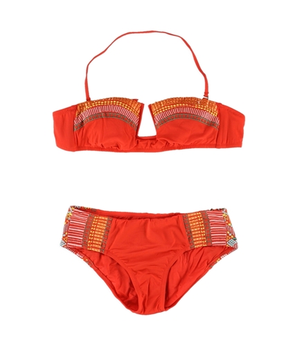 Nanette Lepore Womens Mayan Riviera Side Tab 2 Piece Bikini red XS