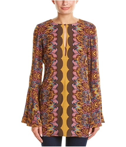Free People Womens Bell Sleeve Tunic Dress gold 4