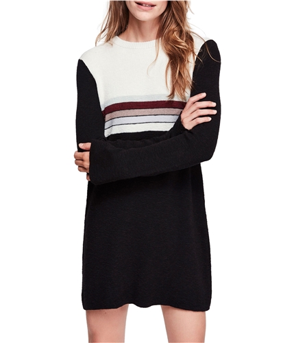 Free People Womens Colorblock Sweater Dress black XS