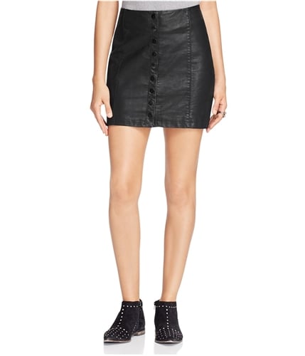 Free People Womens Oh Snap Faux Leather Mini Skirt black 12