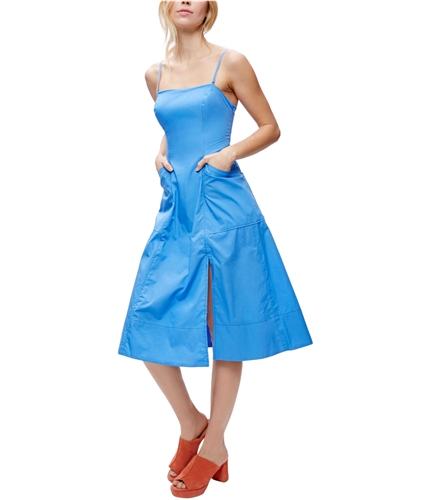 Free People Womens Cotton A-line Dress blue 0