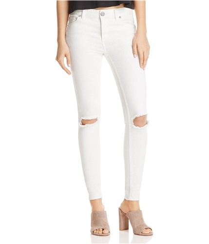 Free People Womens Busted Knee Skinny Fit Jeans white 26x26