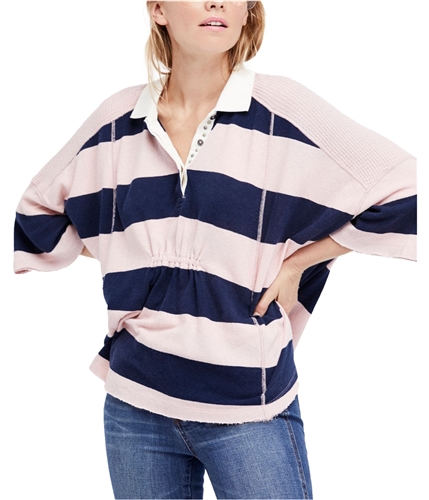 Free People Womens Yuki Oversize Polo Sweater pink S