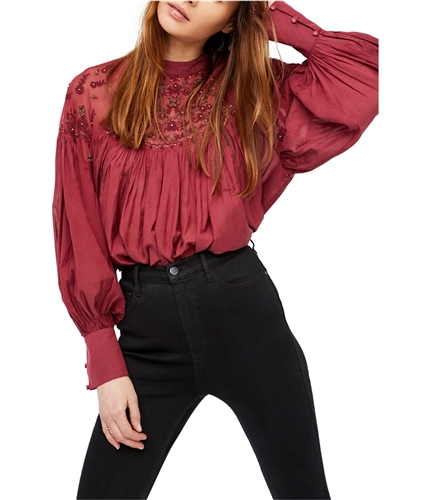 Free People Womens Have It My Way Knit Blouse mulberry XS