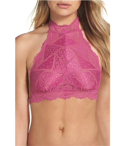Free People Womens Moonstruck Lace Halter Bralette pink S