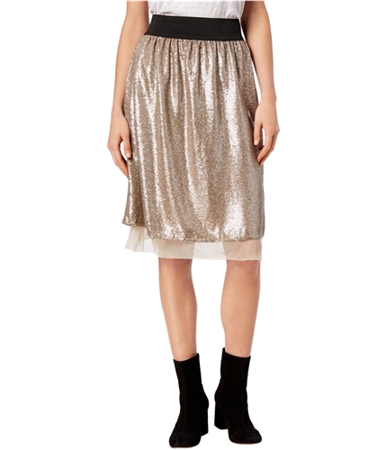 Free People Womens Sequined Midi Skirt taupe XS