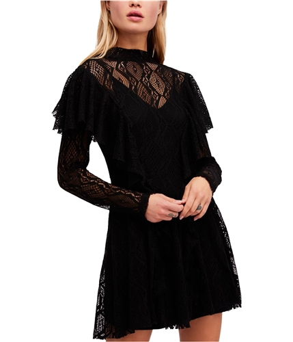 Free People Womens Gorgeous A-line Fit & Flare Dress black XS