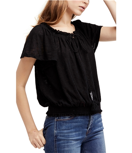 Free People Womens Hummingbird Basic T-Shirt black XS