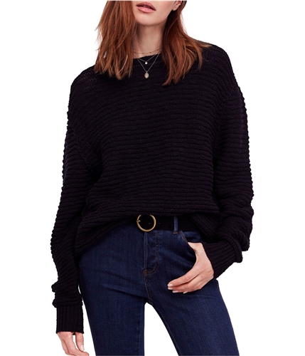 Free People Womens Menace Solid Tunic Sweater black M