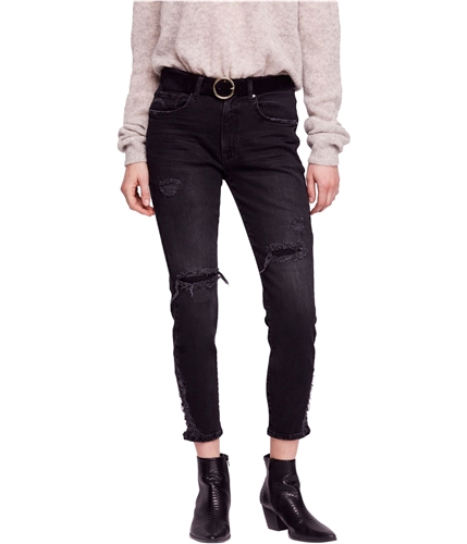 Free People Womens About a Girl HR Skinny Fit Jeans black 26x27