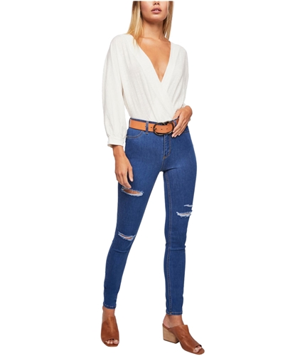 Free People Womens Destroyed Long & Lean Jeggings blue 26x29