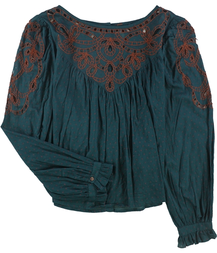 Free People Womens Everything I Know Peasant Blouse bluecombo S