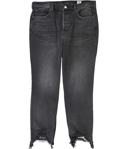 Free People Womens Chewed Up Straight Leg Jeans black 26x27