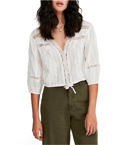 Free People Womens Follow Your Heart Peasant Blouse natural L