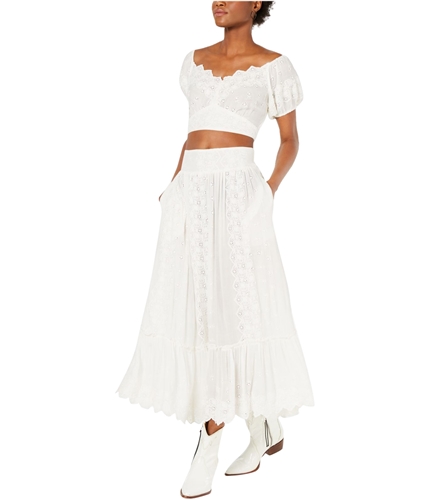 Free People Womens Ella A-line Maxi Skirt ivory L