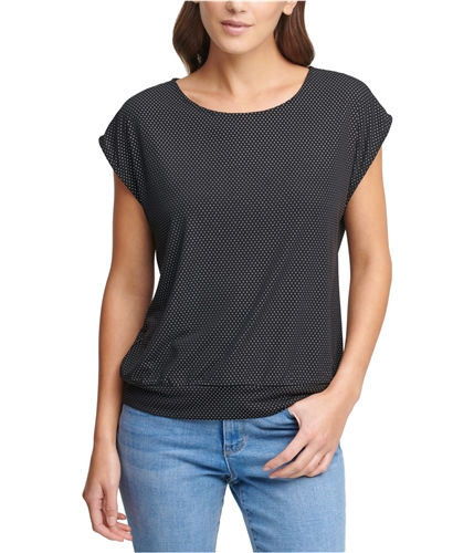DKNY Womens Nail Head Wedge Top Embellished T-Shirt black L