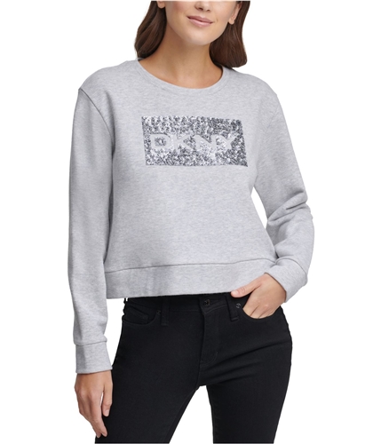 DKNY Womens Logo Sweatshirt gray XS