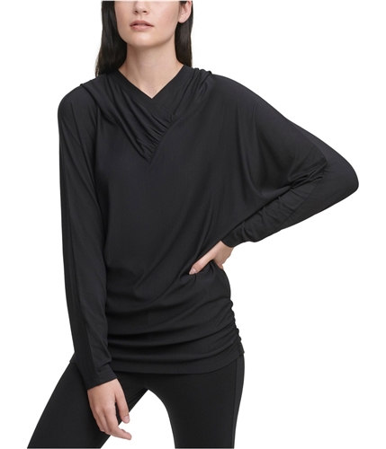 DKNY Womens Dolman-Sleeve Hoodie Sweatshirt black XS