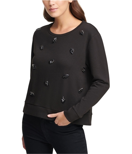 DKNY Womens Embellished Sweatshirt black XS