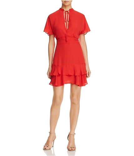 Parker Womens Ruffled Hem Chiffon A-line Dress strawberry 0