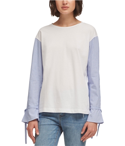 DKNY Womens Colorblocked Basic T-Shirt wht XS