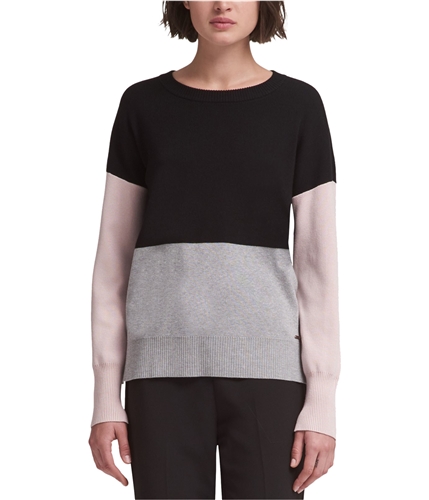 DKNY Womens Colorblock Pullover Sweater silver M