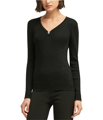 DKNY Womens Embellished Pullover Sweater black M