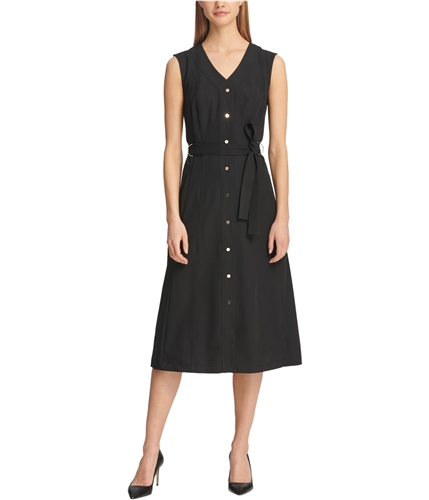 DKNY Womens Button Front Shirt Dress black XS
